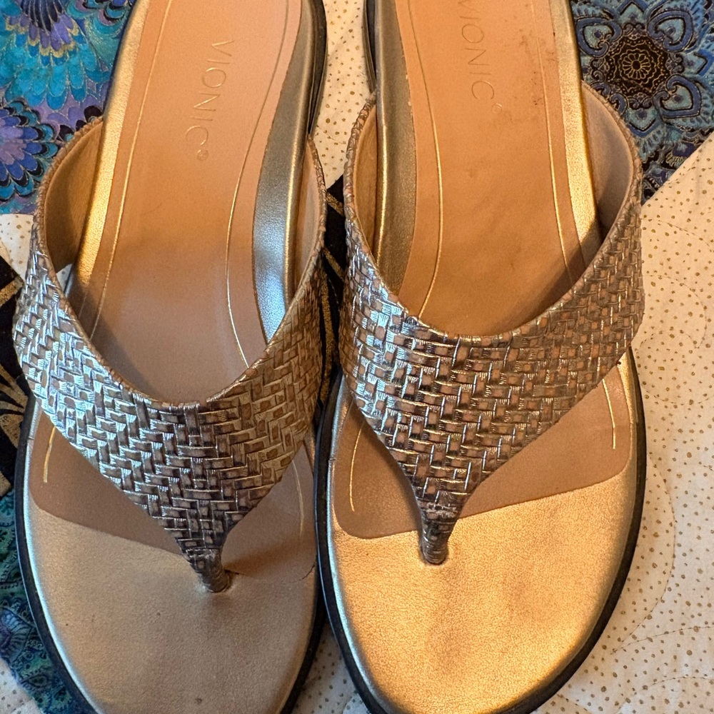 Agave Metallic Gold Woven Thong Sandals